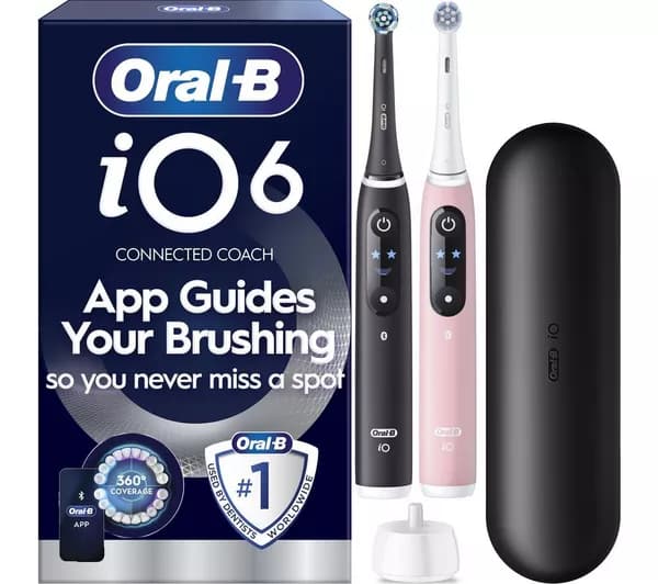 ORAL-B iO6 Electric Toothbrush Duo Pack - Black & Pink
