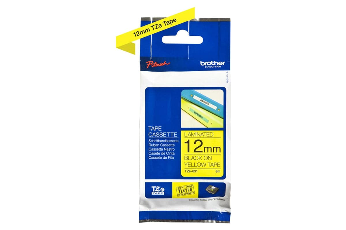 Brother TZe-631 12mm Labelling Tape Cassette | Black on Yellow