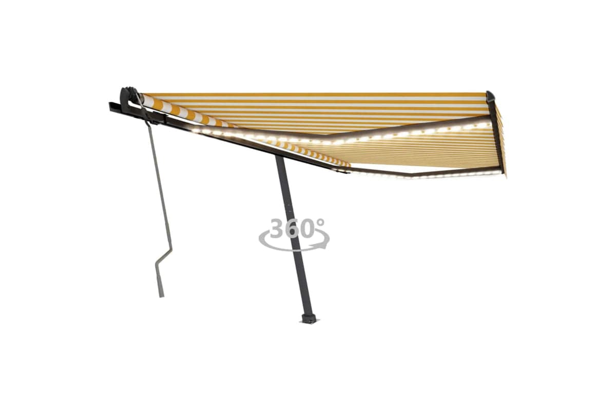 vidaXL 3069823 Manual Retractable Awning With Led 400x350cm Yellow And White