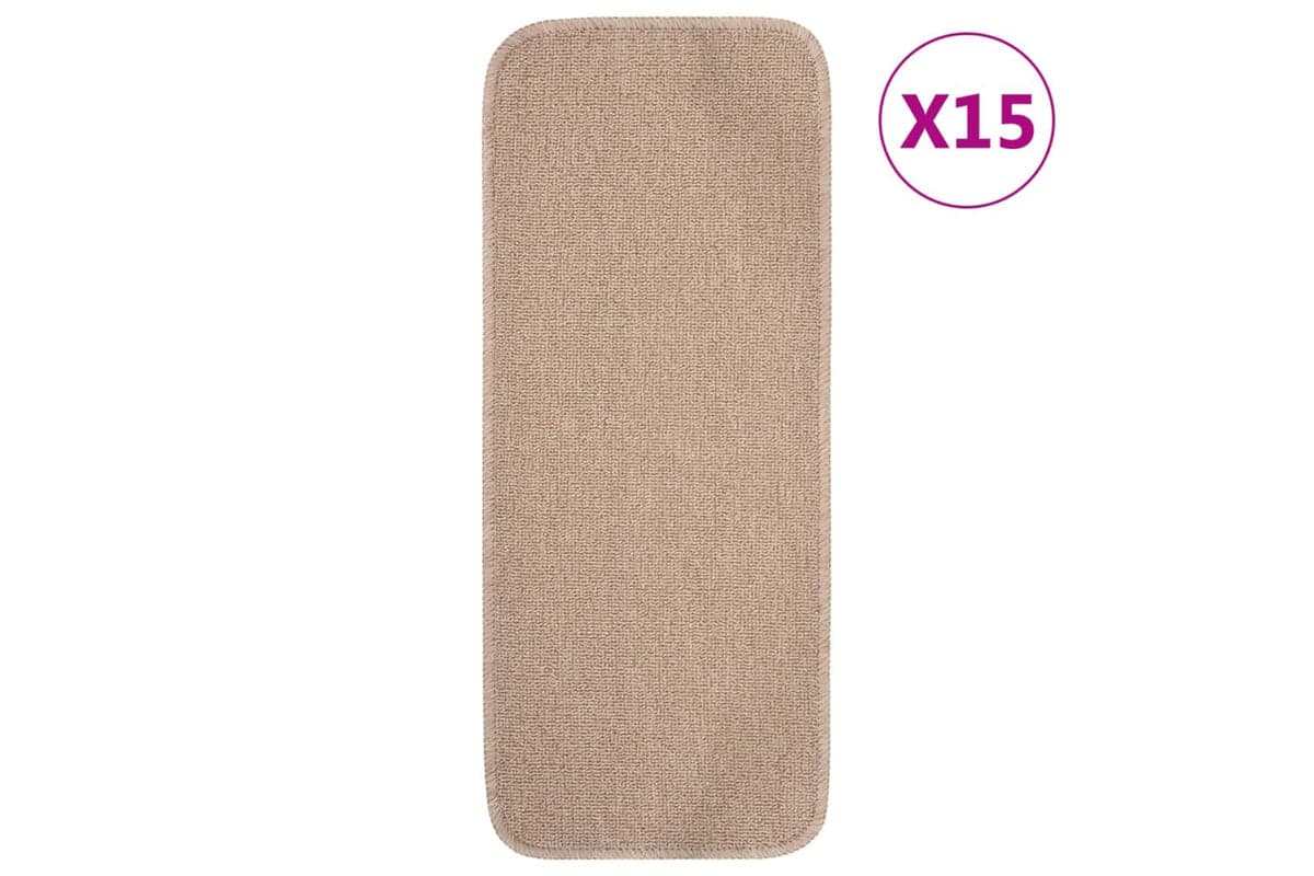 Vidaxl Anti Slip Stair Mats 15 Pcs 60x25 Cm Beige Rectangular