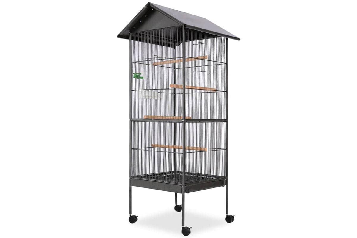 vidaXL 170409 Bird Cage With Roof Black 66x66x155cm Steel