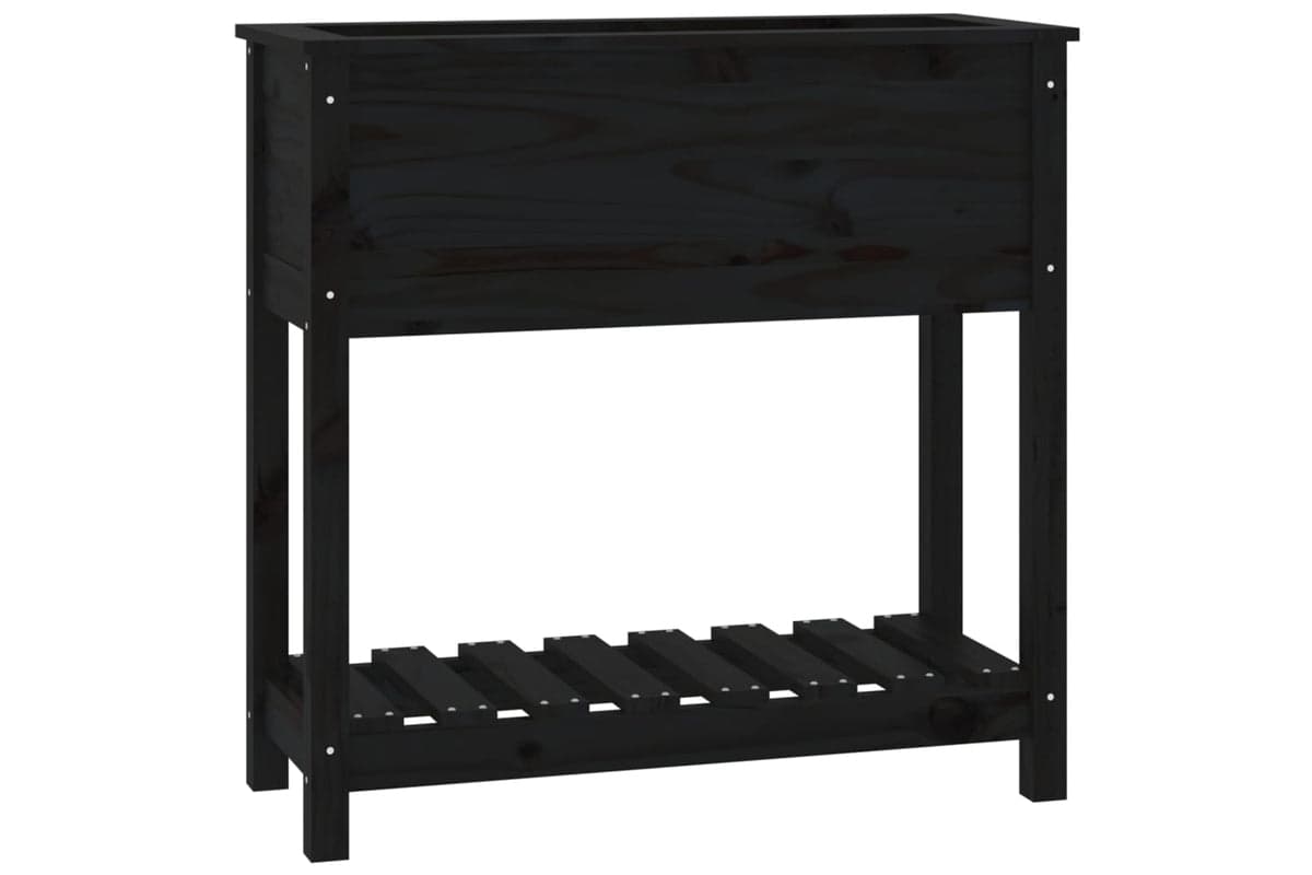vidaXL 823763 Planter With Shelf Black 82.5x34.5x81cm Solid Wood Pine