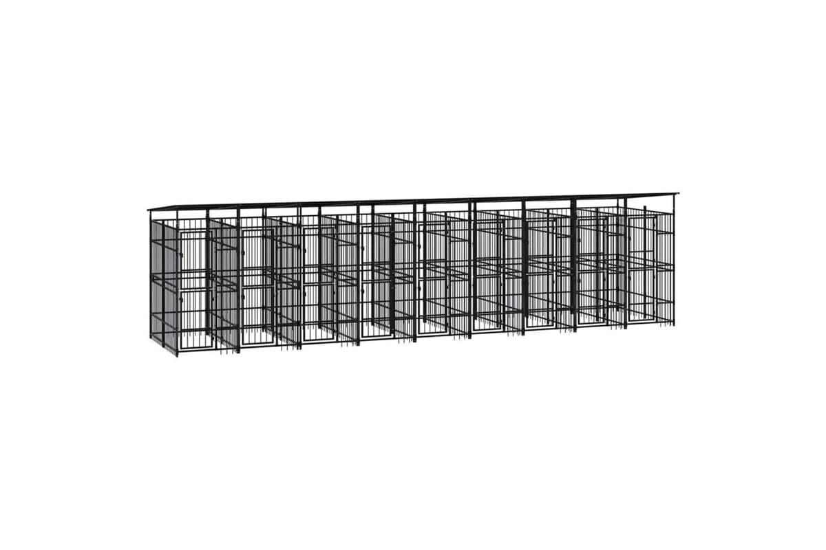 Outdoor Dog Kennel With Roof Steel 1659 M