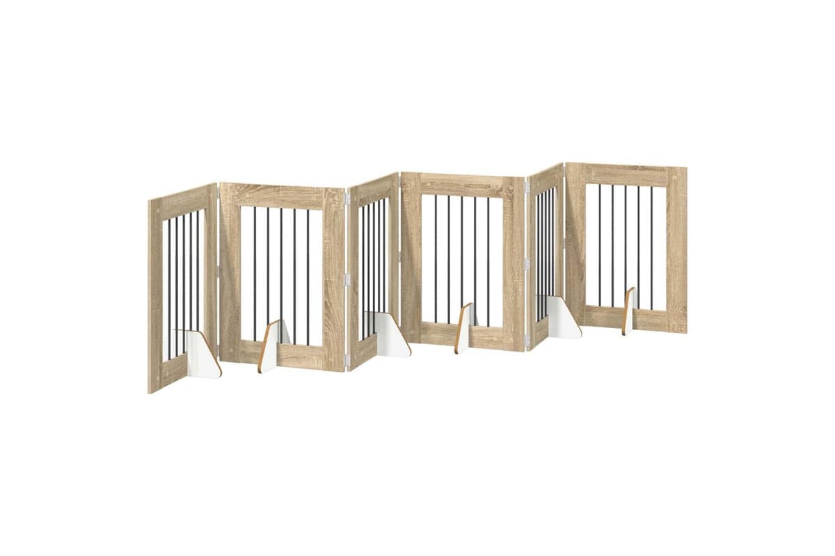 Vidaxl Foldable Dog Gate With Stands 6 Pcs Sonoma Oak 362 Cm