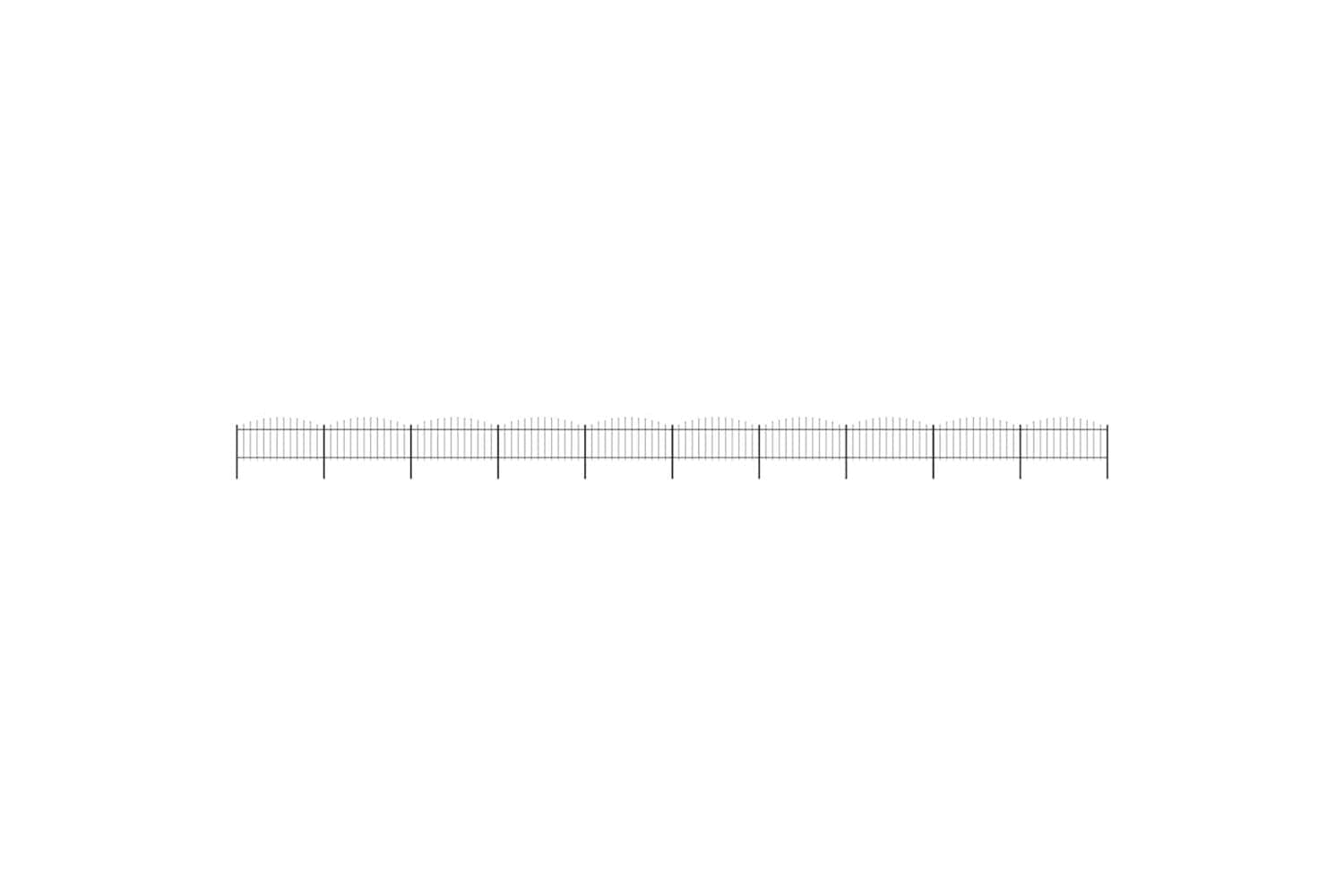 Vidaxl 277712 Garden Fence With Spear Top Steel (0.5-0.75)x17 M Black