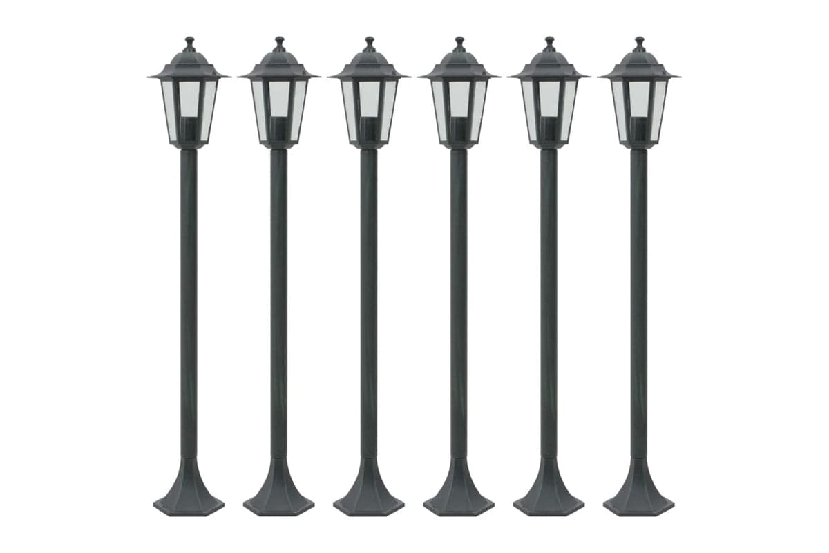 vidaXL 44214 Garden Post Lights 6 Pcs E27 110cm Aluminium Dark Green