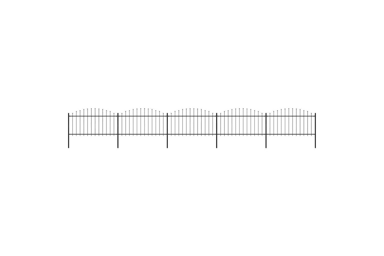 Vidaxl 277734 Garden Fence With Spear Top Steel (1.25-1.5)x8.5 M Black