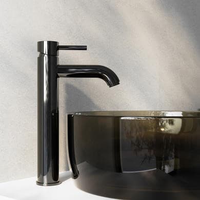 Black Chrome Tall Mono Basin Mixer Tap - Arissa