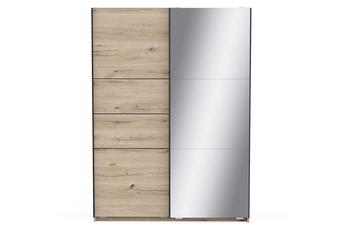 Blokty Sliding Door Wardrobe with Mirror | 2 Doors | Oak Effect | 1.5 m
