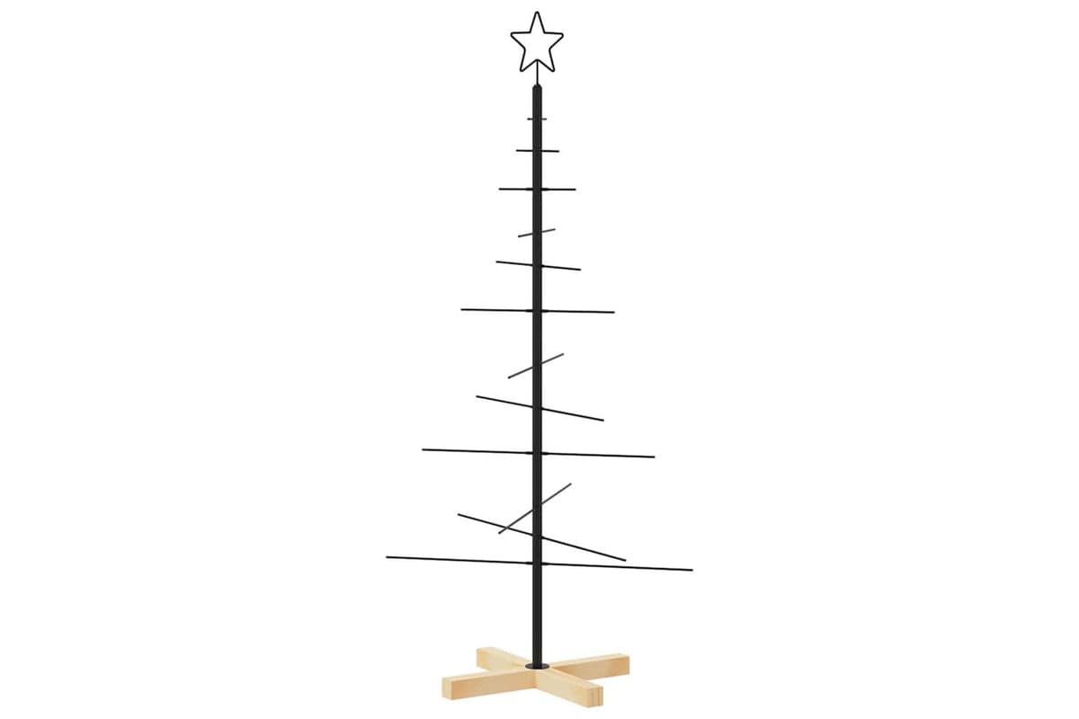 Vidaxl Metal Christmas Tree With Wooden Base Black 120 Cm