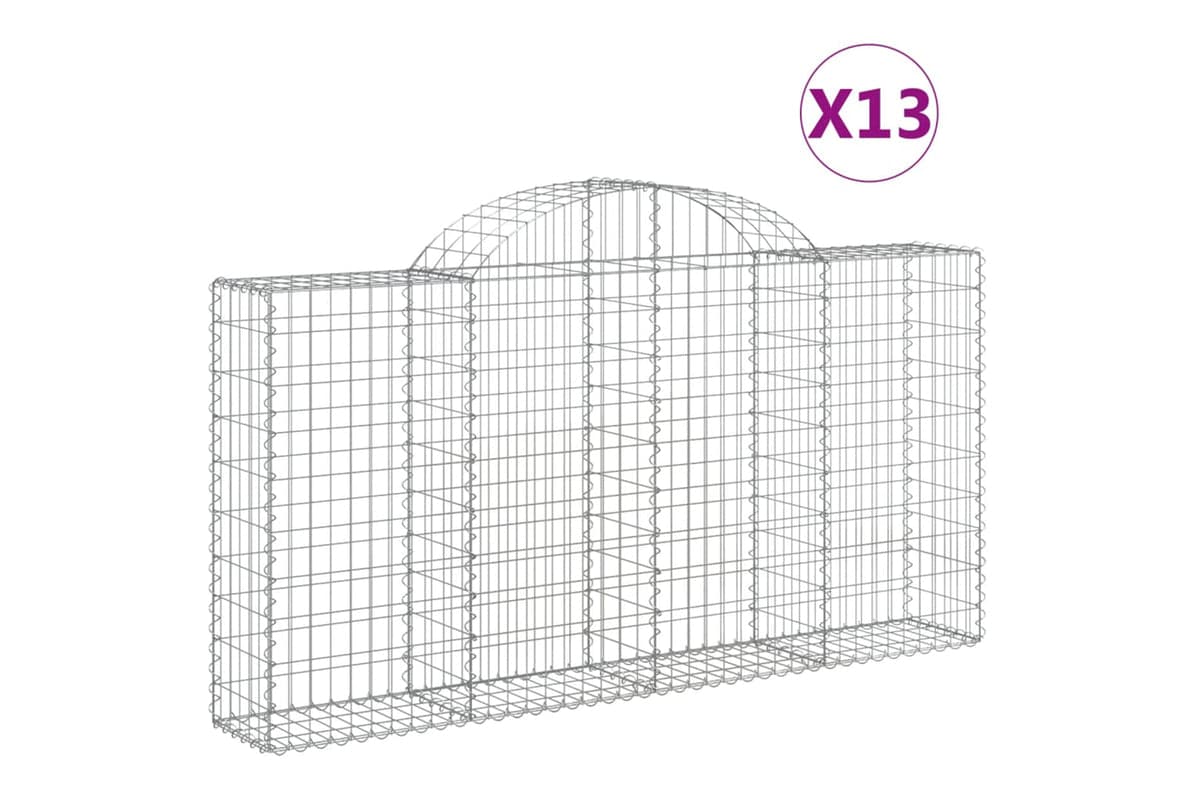 vidaXL 3146121 Arched Gabion Baskets 13 Pcs 200x30x100/120cm Galvanised Iron
