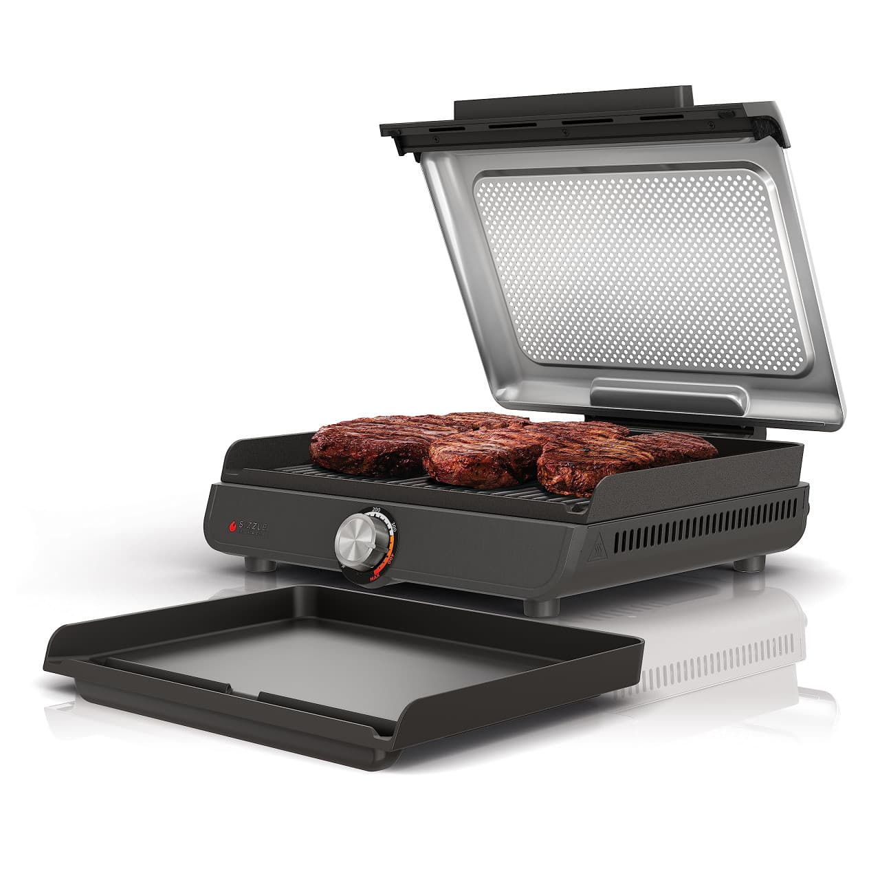 Ninja GR101UK Sizzle Low Smoke Indoor Grill & Flat Plate – Black