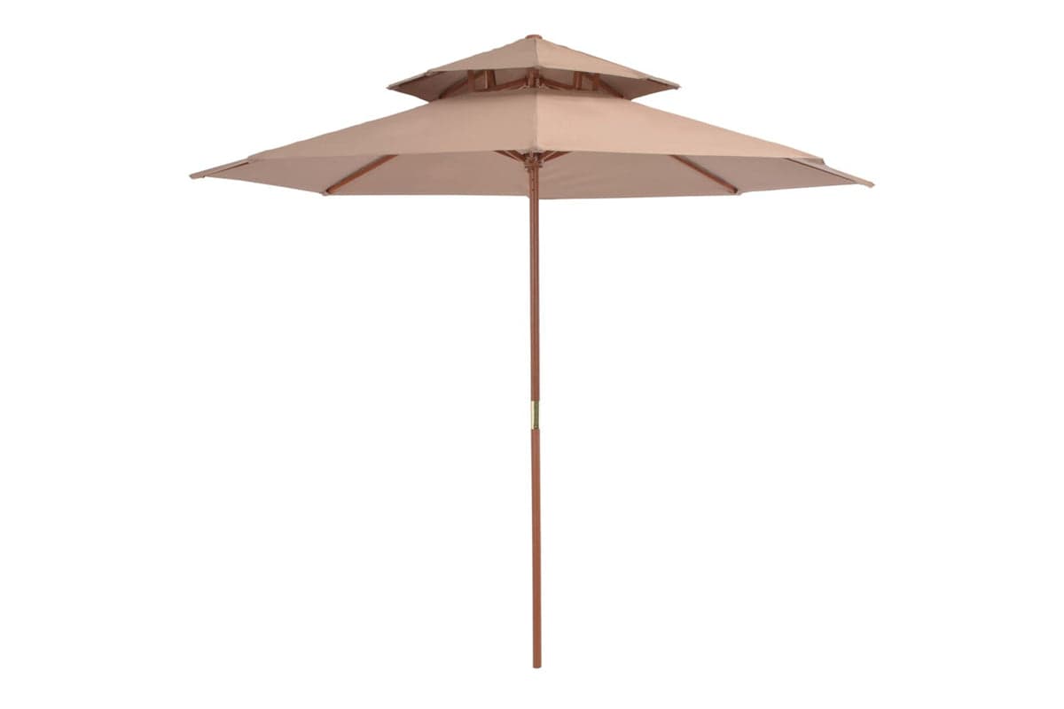 vidaXL 44520 Double Decker Parasol With Wooden Pole 270cm Taupe