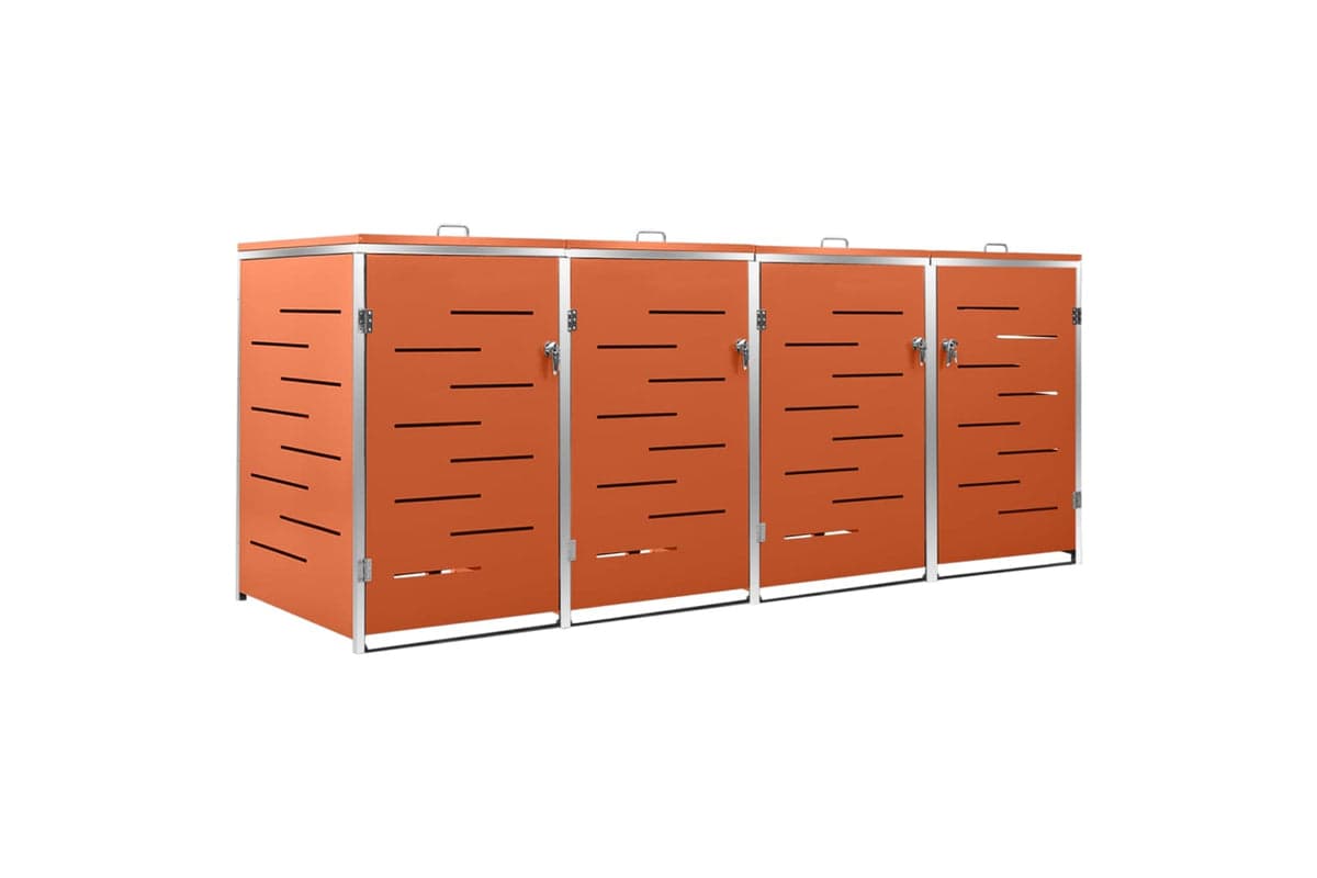 vidaXL Quadruple Wheelie Bin Shed 276.5x77.5x112.5cm Stainless Steel