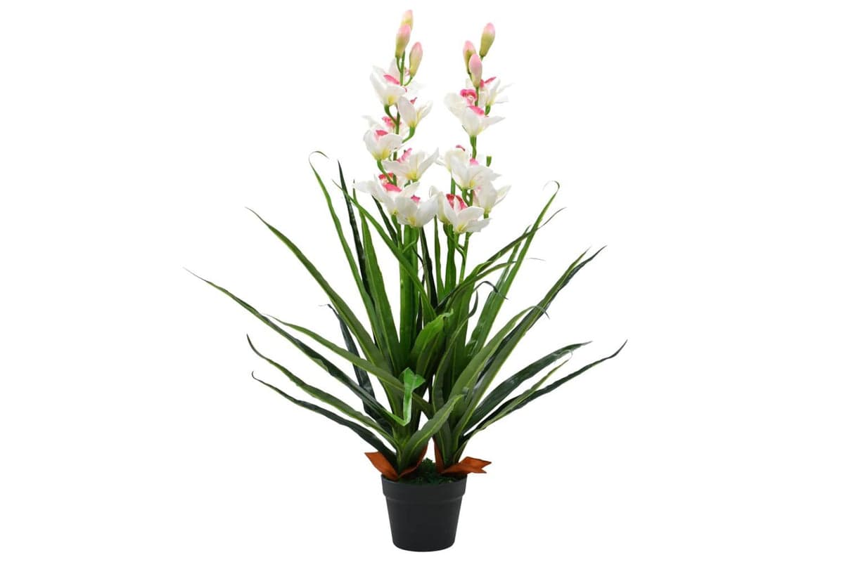 Artificial Cymbidium Orchid Plant With Pot 100 Cm Green