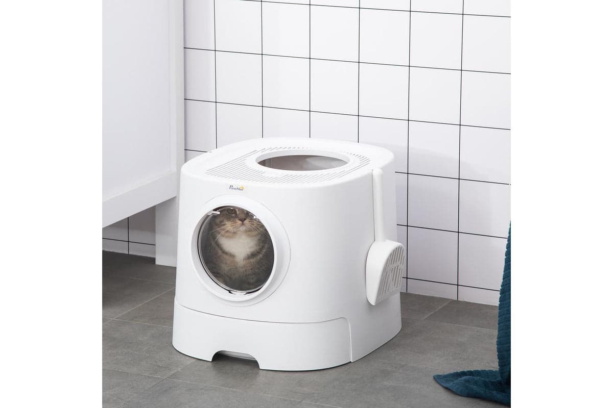 PawHut D31-048 Portable Cat Litter Tray Box | White