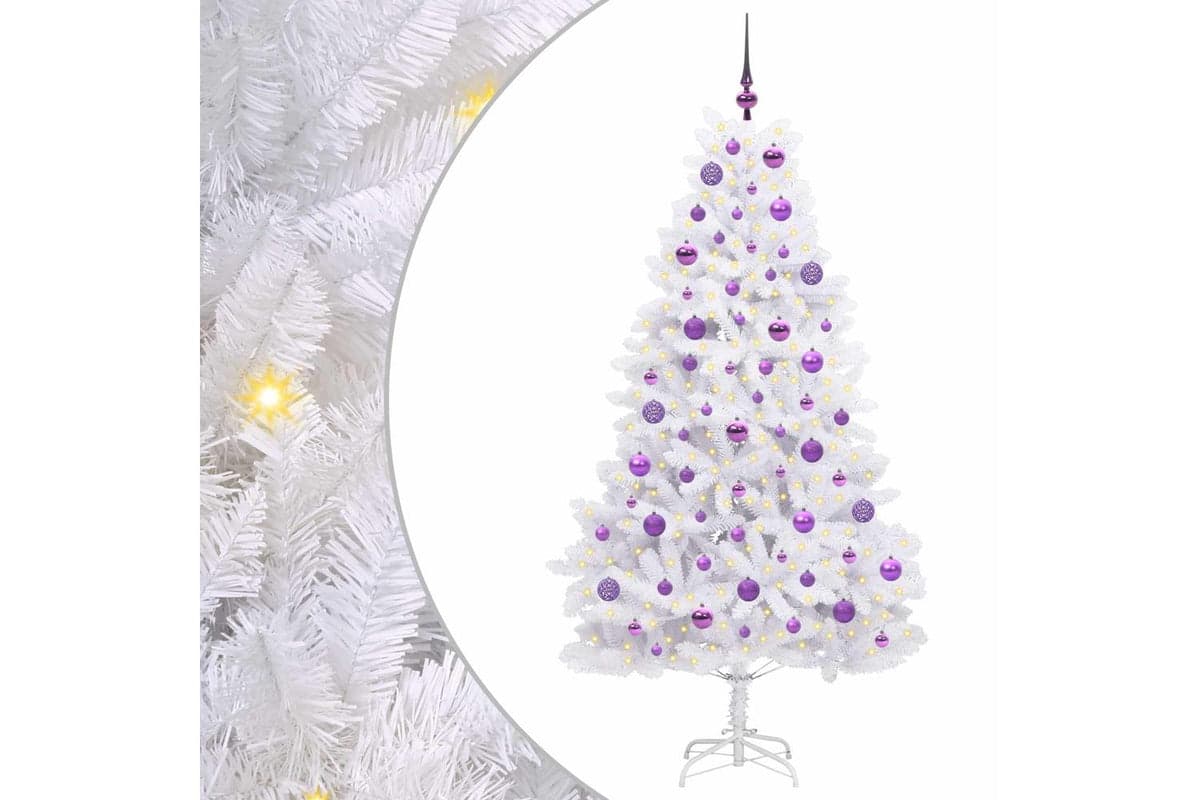Vidaxl Artificial Hinged Christmas Tree White 180 Cm Pvc And Steel