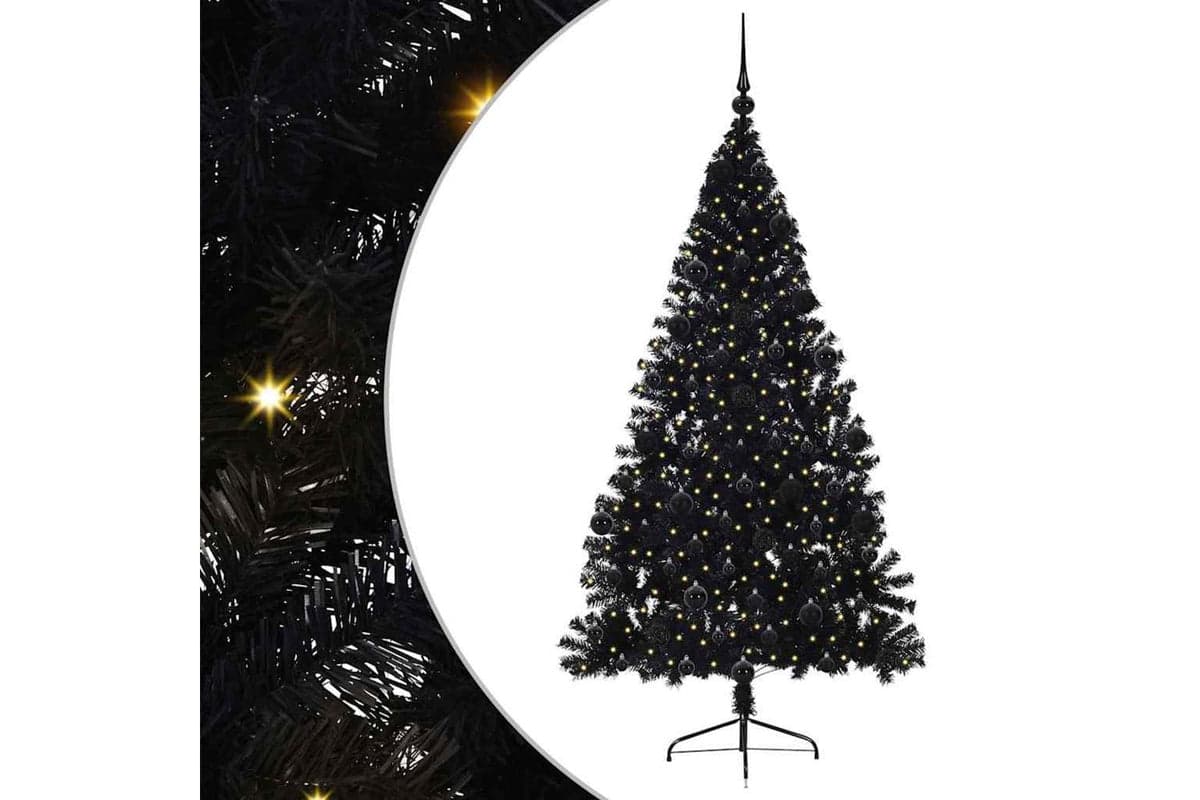 Vidaxl Artificial Pre-lit Christmas Tree Black 210 Cm Pvc
