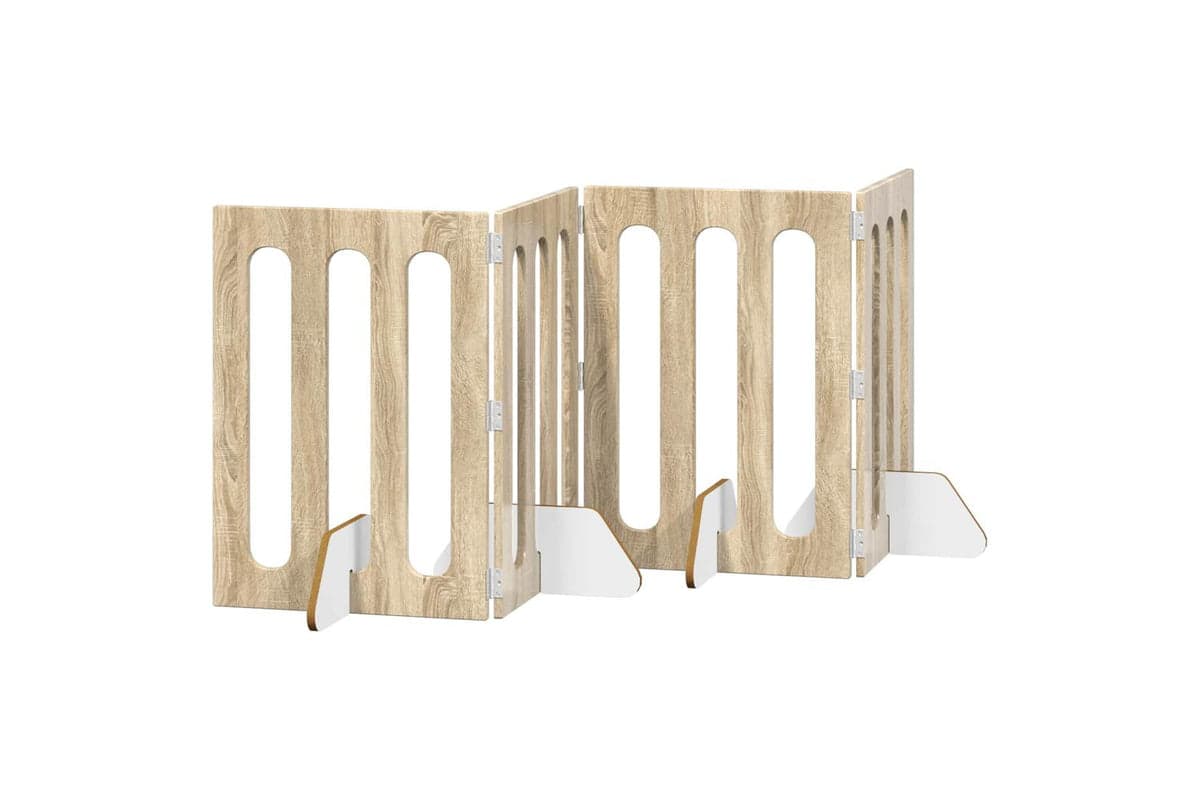 Vidaxl Folding Pet Fence 4 Pcs Sonoma Oak 201 X 38 X 70 Cm