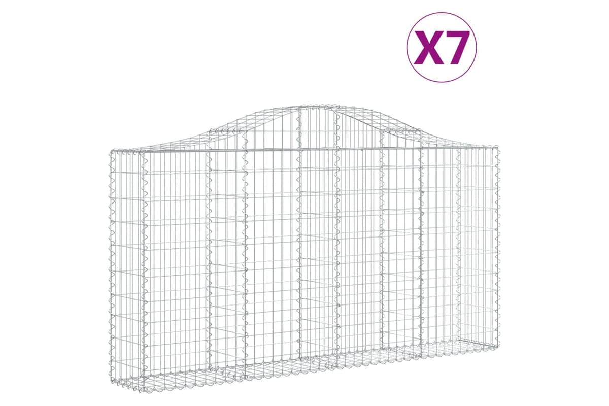 vidaXL 3145435 Arched Gabion Baskets 7 Pcs 200x30x100/120cm Galvanised Iron