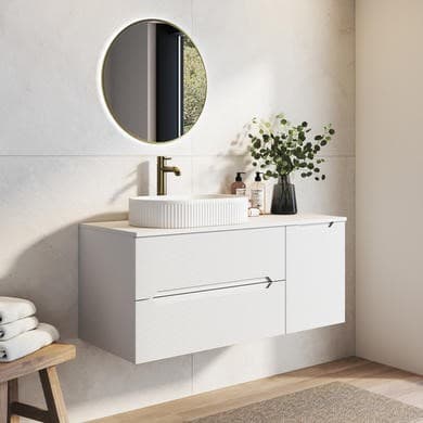Melbourne 1200mm White Fluted Wall Hung Countertop Vanity Unit