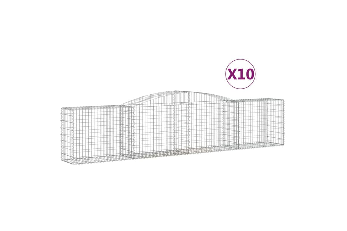vidaXL 3146991 Arched Gabion Baskets 10 Pcs 400x50x80/100cm Galvanised Iron