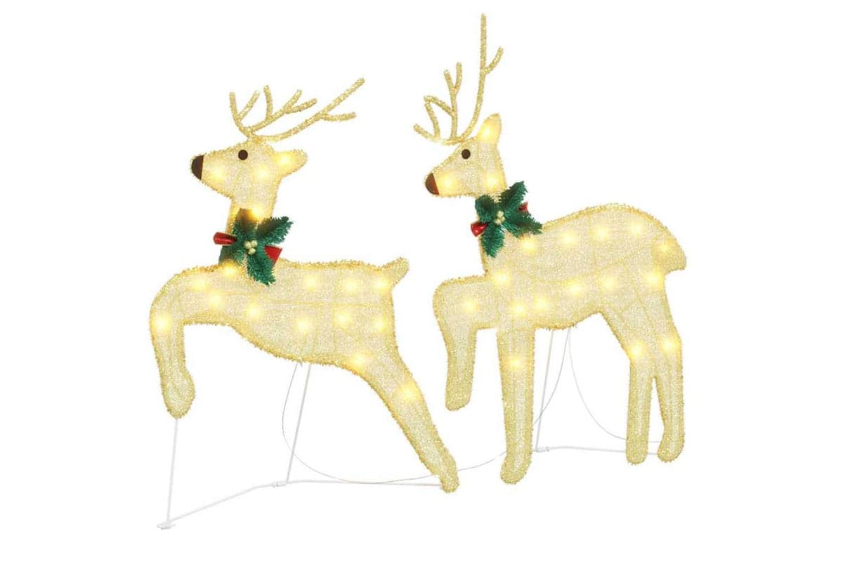 Vidaxl Led Reindeers 2 Pcs Warm White Fabric
