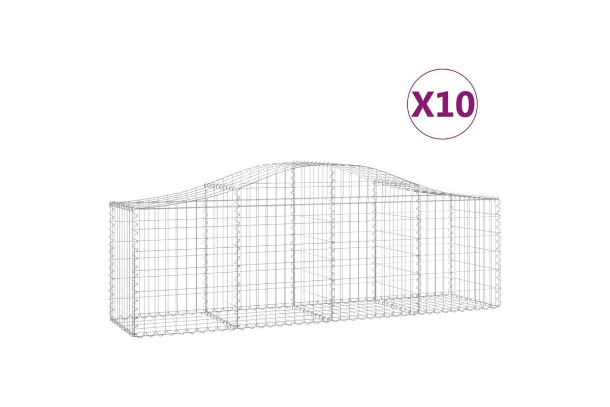 vidaXL 3145606 Arched Gabion Baskets 10 Pcs 200x50x60/80cm Galvanised Iron
