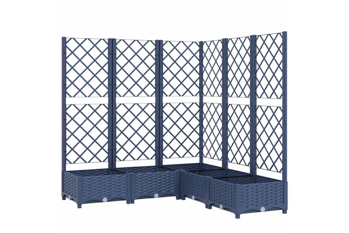 vidaXL Garden Planter With Trellis Dark Grey 120x120x121.5cm Pp