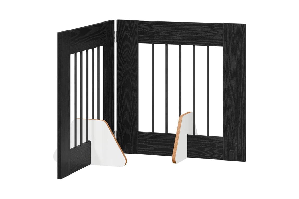 Vidaxl Foldable Dog Gate With Stands 2 Pcs Black Oak 1205 Cm