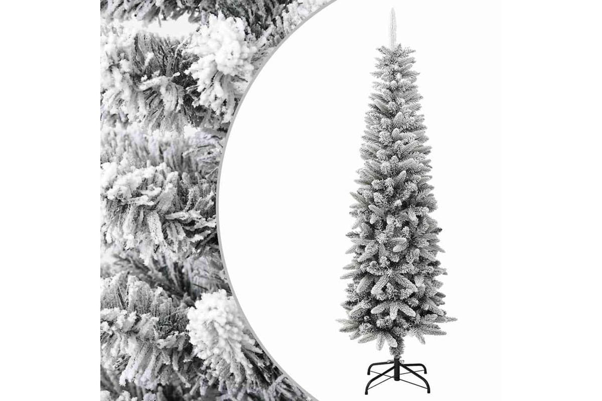 Vidaxl Artificial Slim Christmas Tree With Flocked Snow 180 Cm Pvc