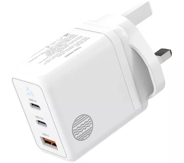 OUR PURE PLANET 65W GaN 2 x USB-C & USB-A Wall Charger - White