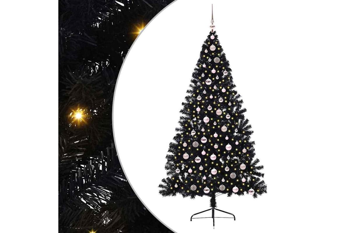 Vidaxl Artificial Pre-lit Christmas Tree Black 210 Cm Pvc