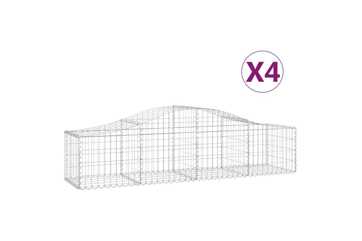 vidaXL 3145579 Arched Gabion Baskets 4 Pcs 200x50x40/60cm Galvanised Iron