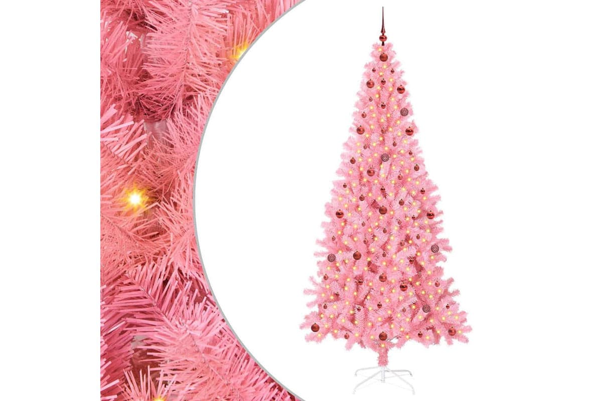 Vidaxl Christmas Tree With 300 Leds With Stand Pink 240 Cm Pvc
