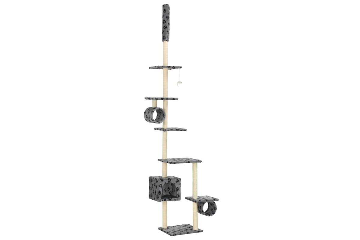 Vidaxl Cat Tree With Sisal Scratching Posts 260 Cm Grey Paw Prints