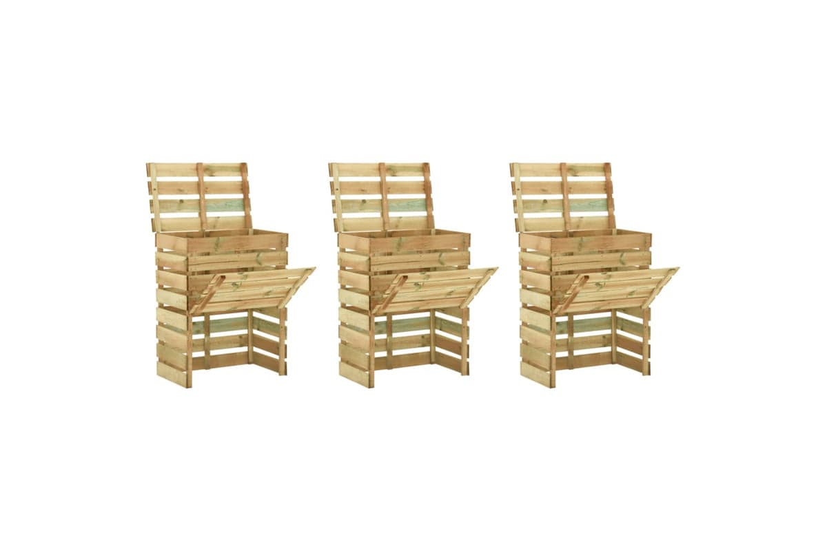 vidaXL 3078137 Slatted Garden Composter 3pcs 80x50x100cm Impregnated Pinewood