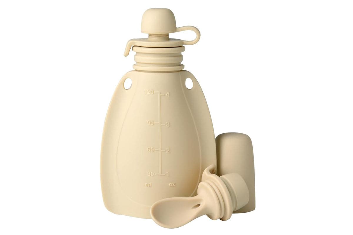 Mininor | 14271 | Eco-friendly Reusable Baby Smoothie Pouch With Spoon - Soft Rabbit