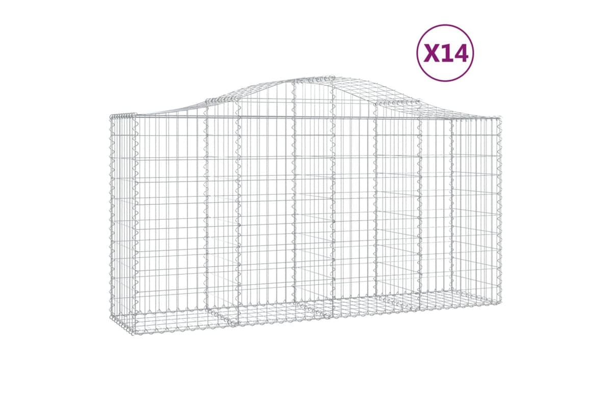 vidaXL 3145652 Arched Gabion Baskets 14 Pcs 200x50x100/120cm Galvanised Iron