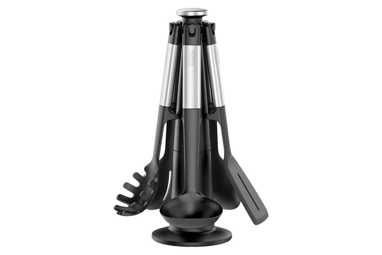 Joseph Joseph | Elevate Carousel 6-Piece Utensil Set with Rotating Stand | Black Steel