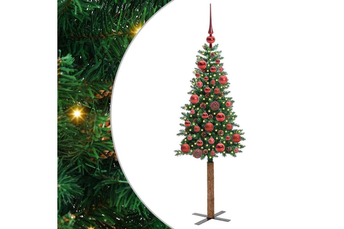 Vidaxl Slim Christmas Tree Green 150 Cm Pvc And Solid Pine Wood