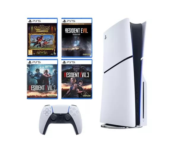 SONY PlayStation 5, Resident Evil 2 Remake, Resident Evil 3 Remake, Harry Potter (Deluxe Edition) & Resident Evil 7 (Gold Edition) Bundle