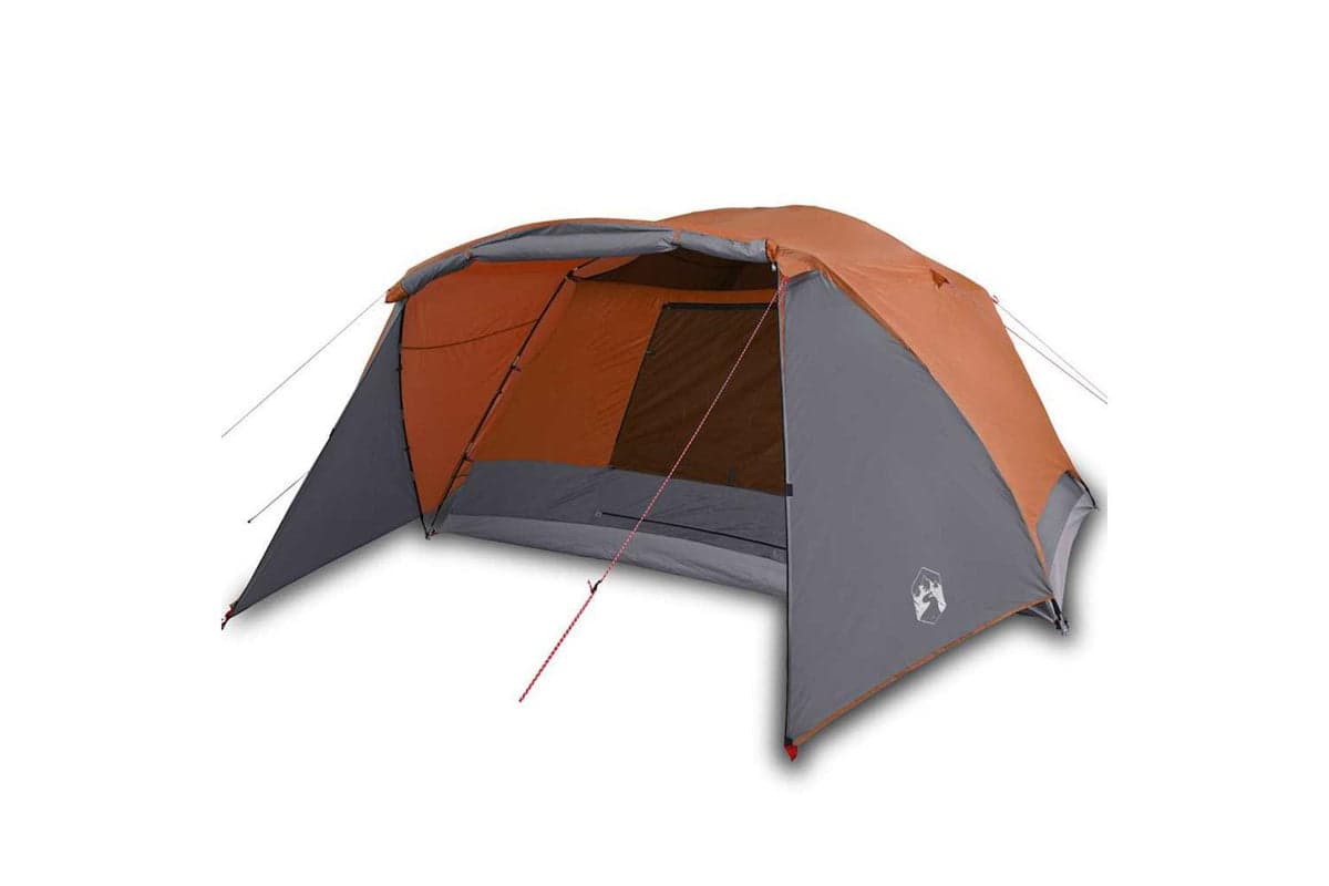 Vidaxl Family Tent With Porch 6-person Grey And Orange Waterproof