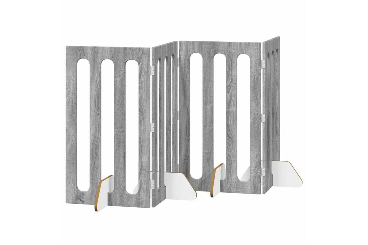 Vidaxl Folding Pet Fence 4 Pcs Grey Sonoma 201 X 38 X 90 Cm