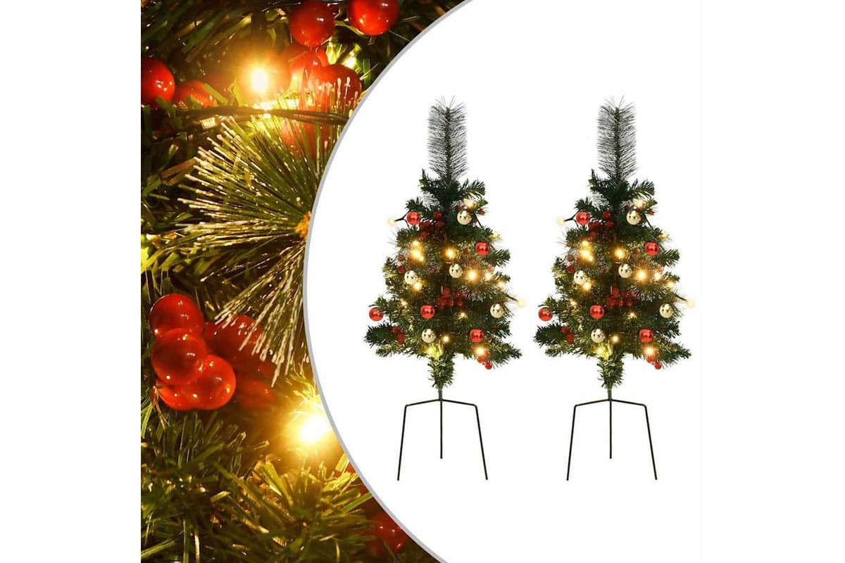Vidaxl Artificial Pathway Pre-lit Christmas Tree 2 Pcs 76 Cm Pvc