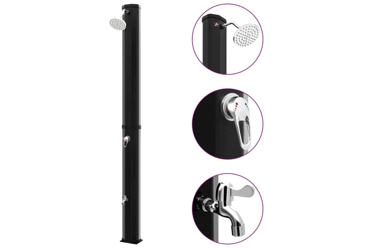 Vidaxl 92942 Outdoor Solar Shower With Shower Head And Faucet 35 L Black