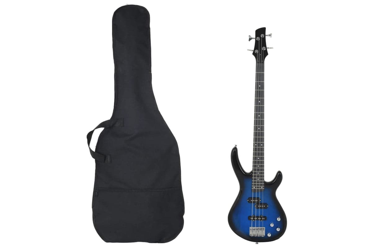 vidaXL 70182 Electric Bass Guitar For Beginner With Bag Blue And Black 4/4 46"