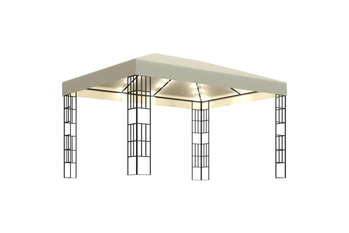 Vidaxl 3070321 Gazebo With Led String Lights 3x4 M Cream