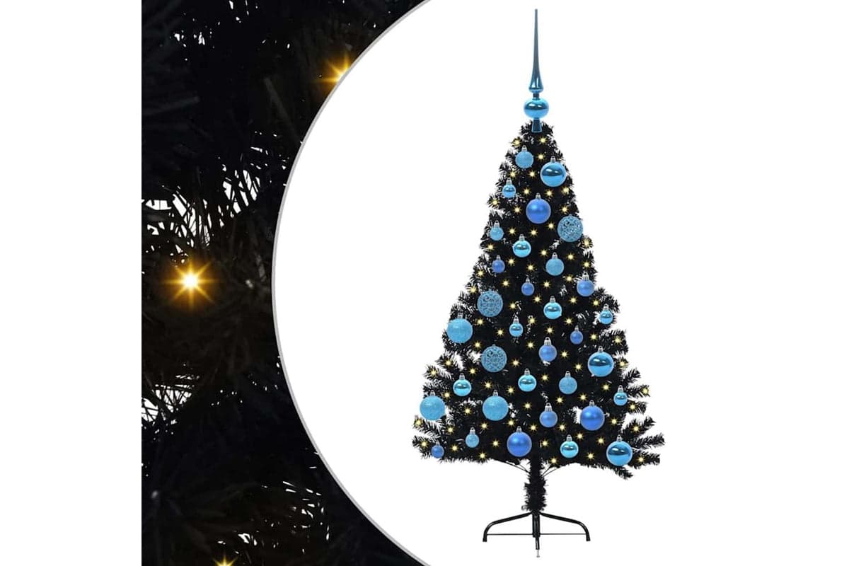 Vidaxl Artificial Pre-lit Christmas Tree Black 120 Cm Pvc