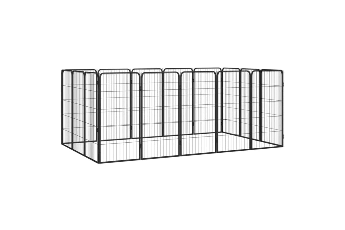 vidaXL 3115960 16-panel Dog Playpen Black 50x100cm Powder-coated Steel